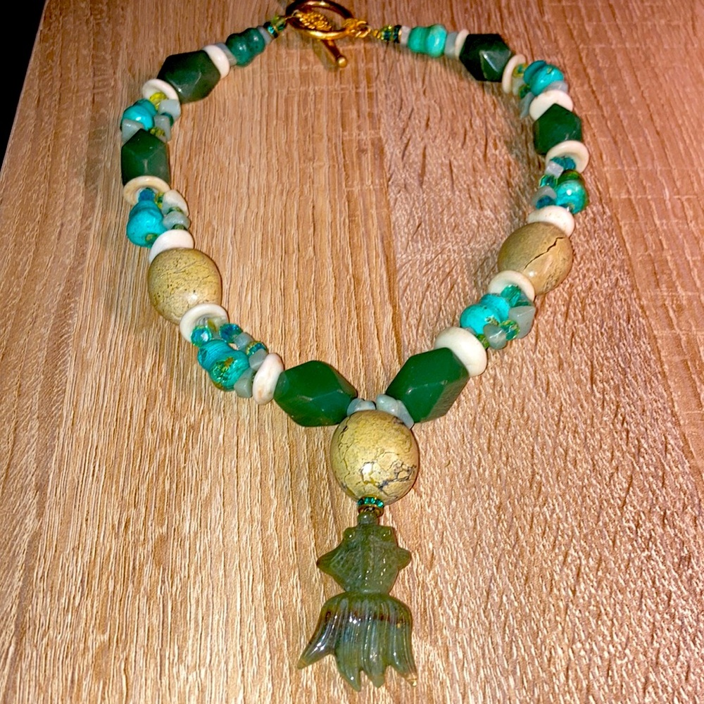 Stone Artisan Asian theme goldfish Neaklace